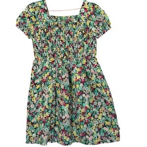 GAP Kids Girls Smocked Floral Dress M 7/8 Puff Sleeve Colorful Summer